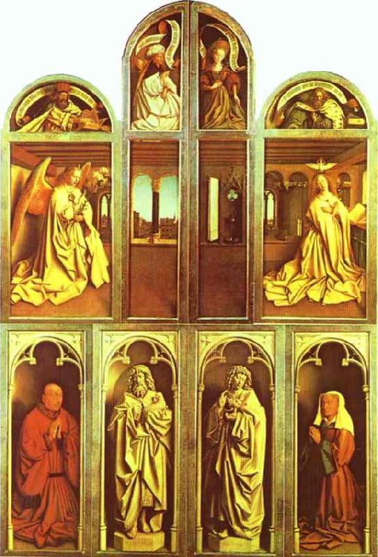Jan Van Eyck The Ghent Altarpiece with altar wings closed oil painting picture